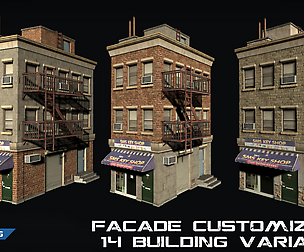 Customizable city building Low-poly 3D model T01