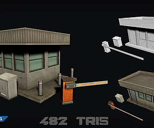 Security Booth Low-poly game ready 3D model T01