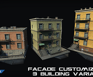 Customizable city building Low-poly 3D model T04