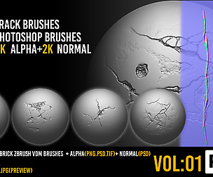 40 Zbrush Crack Brushes + 4k alpha - VOL 01