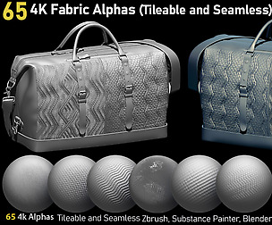 65 4K Fabric Alphas (Seamless & Tileable)PNG