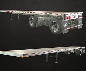 Semi Trailer Flatbed - Low Poly