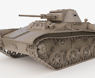 Tank T 60 Soviet Clay VRay