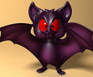 Cartoon bat RIGGED and Animated