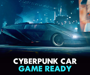 Retro Futuristic Cyberpunk Car Low-poly 3D model