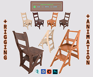 Ladder Chair with Rigging and Animation