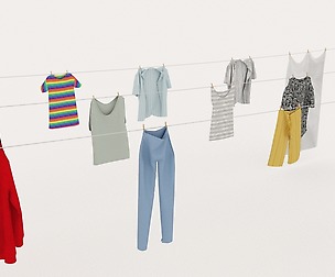 Textured hanged clothes line 3D model