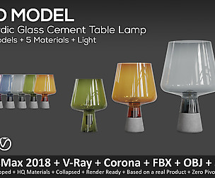 Nordic Glass Cement Table Lamp (5 Materials)