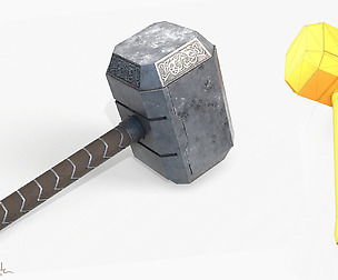 Thor Hammer Low Poly PBR