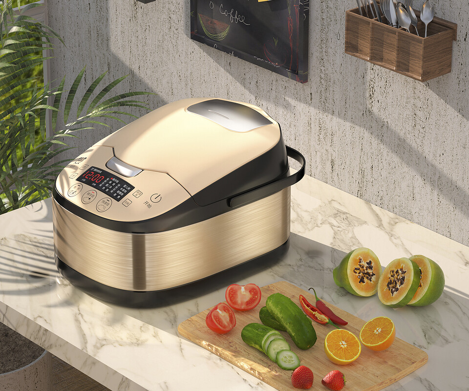 Photographic rendering of rice cooker