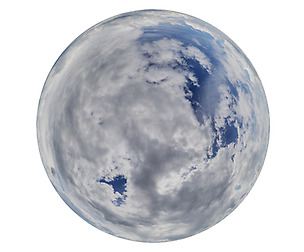 Blue clouded skydome HDRi panorama 16K