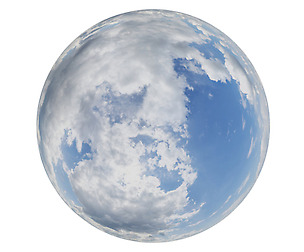 Blue clouded skydome HDRi panorama 16K
