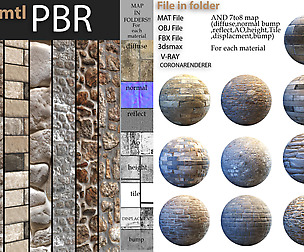 10 stone PBR texture & mtl