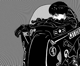Kaneda with his Bike, From AKIRA