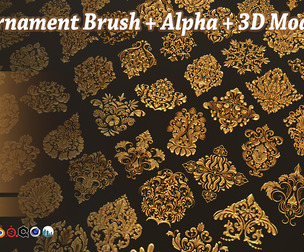 205 Ornament Brush + Alphas + 3D model vol 1 .