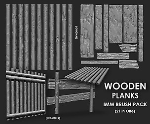 ZBRUSH-wooden plank imm brush pack 21 in one