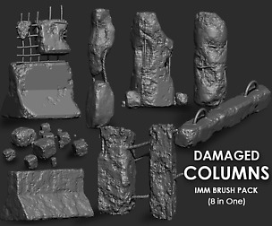 ZBRUSH-Concrete Columns IMM Brush Pack(8 in One)