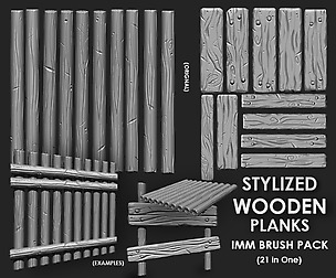 Stylized Wooden Plank IMM Brush Pack 21 in One
