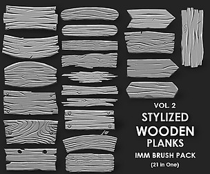 Stylized Wooden Plank IMM Brush Pack 21 inOneVol.2