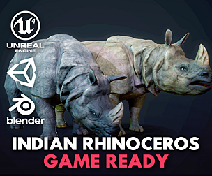 Indian Rhinoceros - Game Ready