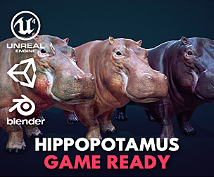 Hippopotamus - Game Ready