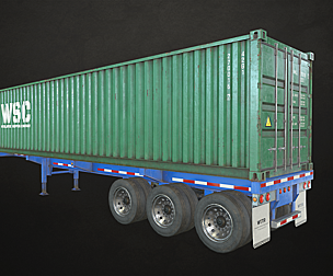 Container Trailer - Low Poly