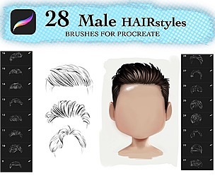 Male Hair Stamps Brushes for Procreate