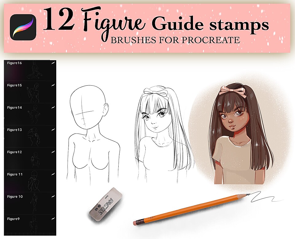 Male Hair Stamps Procreate Brushes, Hair Brushes