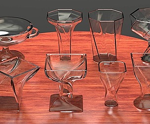 A set of 8 vases