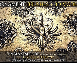 Ornament IMM & Standard Brushes+3D model(V.02)