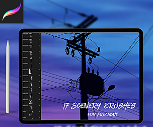 17 Scenery Stamps for Procreate