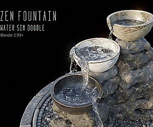 Zen Fountain - Water Sim Doodle (Blender 2.93+)