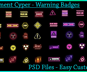 Cyber Warning Badges Decals