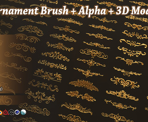 150 Ornament Brush + Alphas + 3D model vol 2 .