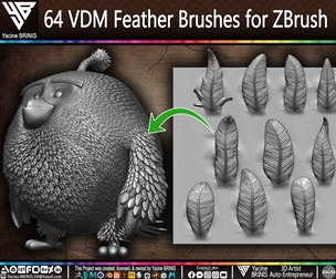 64 VDM Feather Brushes for ZBrush