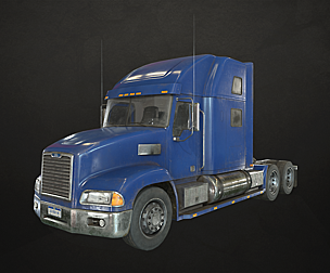 Semi Truck Tractor - Blue - Low Poly