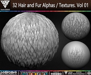 32 Hair and Fur Alphas / Textures Volume 01