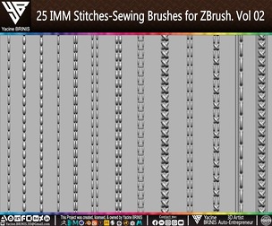 25 IMM Stitches-Sewing Brushes for ZBrush Volume 02