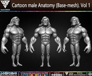 Cartoon male Anatomy (Base-mesh) Volume 1