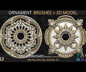 50 Ornament IMM & Standard Brushes+3D model(V.03)