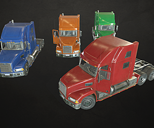 Semi Truck Tractor - Low Poly