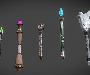 5 Fantasy Stylish Wand - PBR- Low Poly