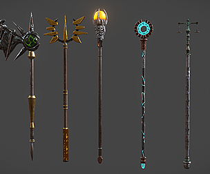 5 Fantasy Stylish Staff - PBR- Low Poly
