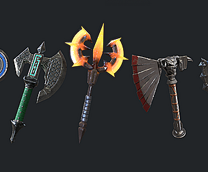 5 Fantasy Stylish Hand-Axe  - PBR- Low Poly