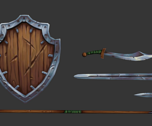 simple shield and weapons