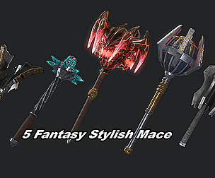 5 Fantasy Mace - PBR- Low Poly