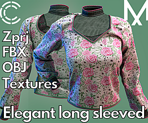 Elegant long sleeved (Marvelous Designer + Clo3d)