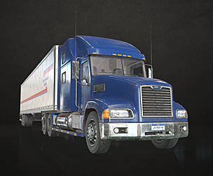 Semi Truck Van Trailer - Low Poly