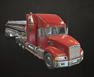 Semi Truck Tanker - Low Poly