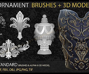 80 Ornament IMM & Standard Brushes+3D model(V.04)
